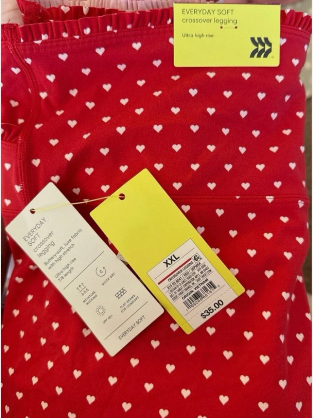 NWT All In Motion Heart Print 7/8 Leggings in Size XXL - Picture 12 of 16